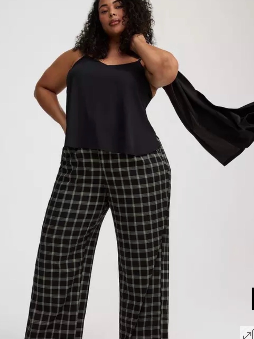 torrid Black Plaid Wide-Leg Pants (Plus US 28 Short)